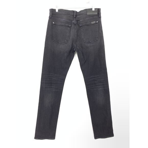 7 For All Mankind Adrien Jeans Mens Size 31 X 33 Black Washed Denim Side Stripe - Picture 2 of 7